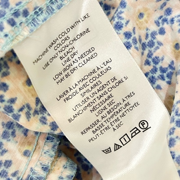 By Anthropologie v neck White, yellow & Blue flutter sleeve Tie Front dress MP - Picture 10 of 11